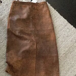 Banana republic Archives brown leather distressed skirt.  Size 6